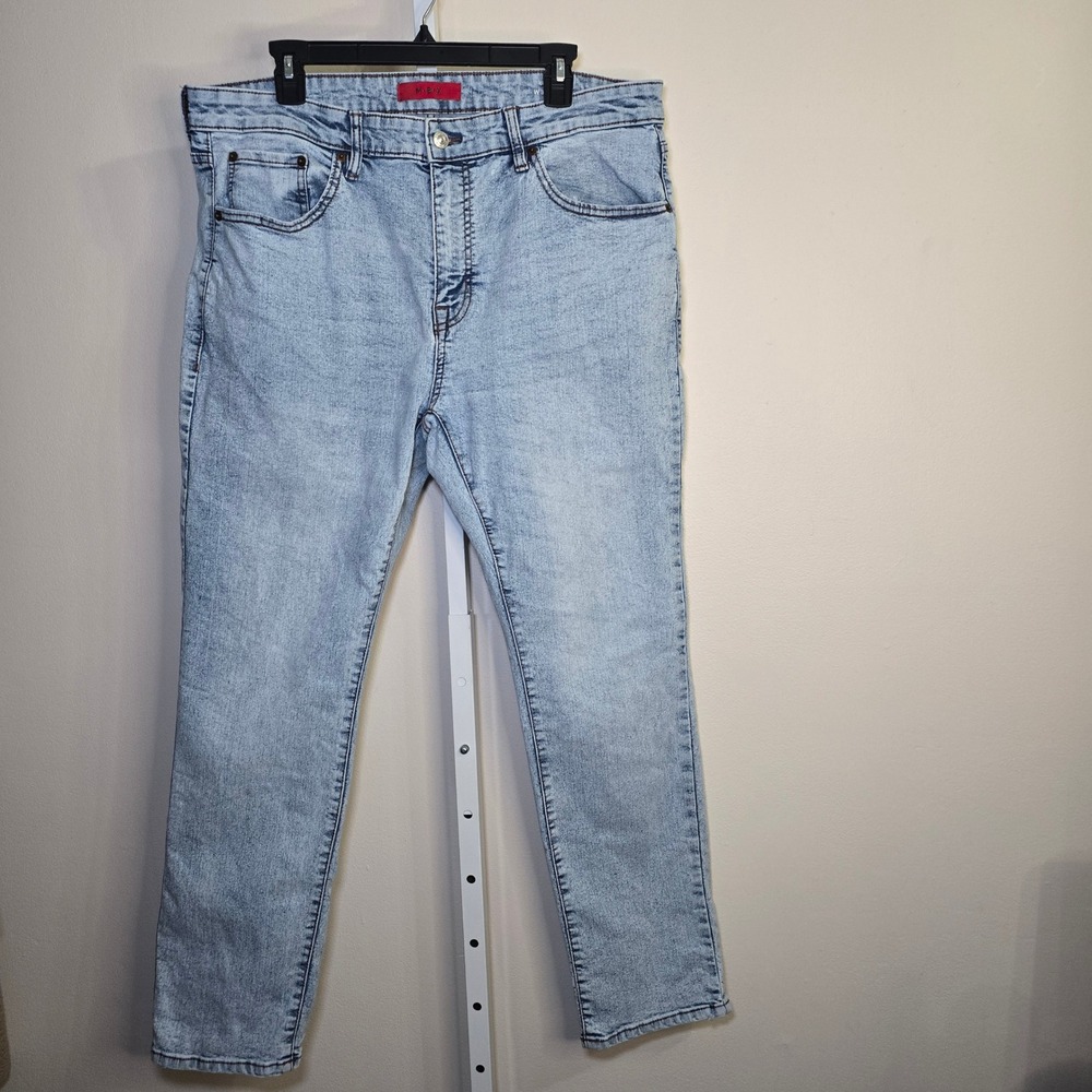 M.B.X Slim Fit Light Wash Stretch Denim Jeans W36 L30 Acid Wash Blue‎